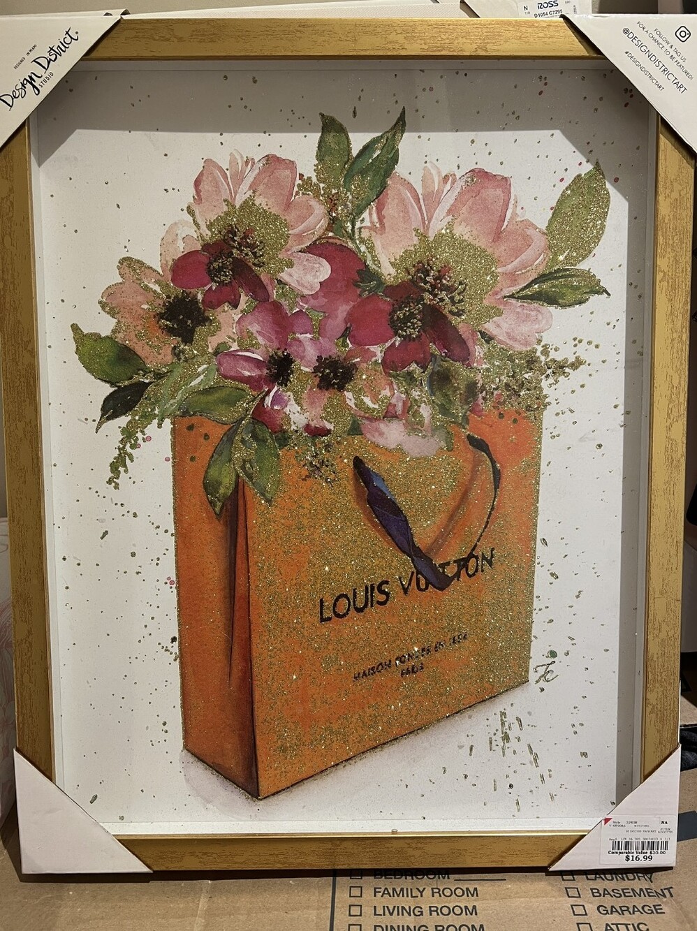 Luxe Shopping Bag Flower Bouquet Louis Vuitton Framed Art Print